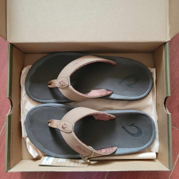 OluKai 'Ohana Men's Beach Sandals - Tan/Dark Java - Picture 2 of 8